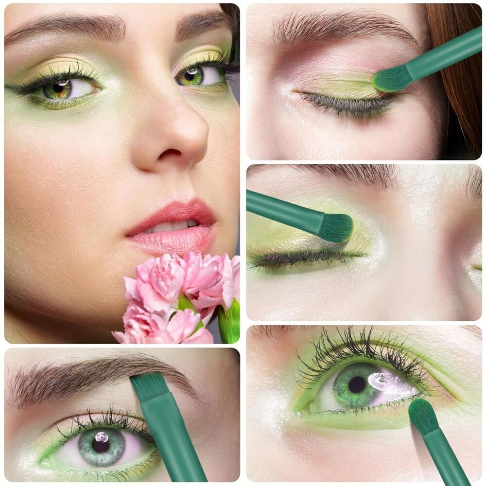 6 Pcs Green Professional Blending Soft Hairs Eye Makeup Brush Set & Wood Handle - Picture 5 of 5